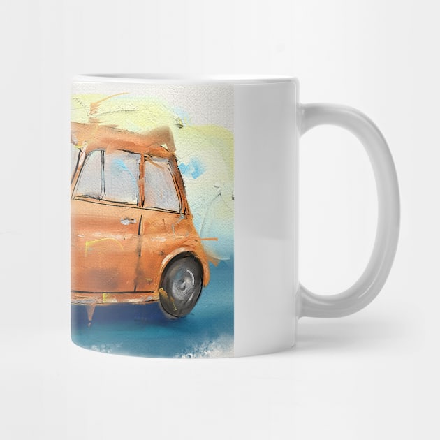 Classic Iconic Orange Fiat 500 Loose Painting by ibadishi